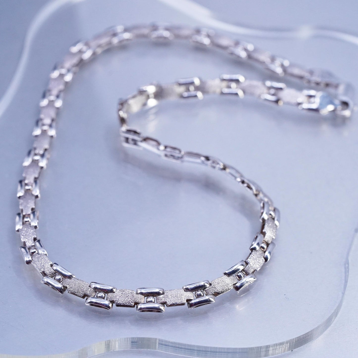 17" 6mm, vintage Italian Sterling 925 silver tennis necklace