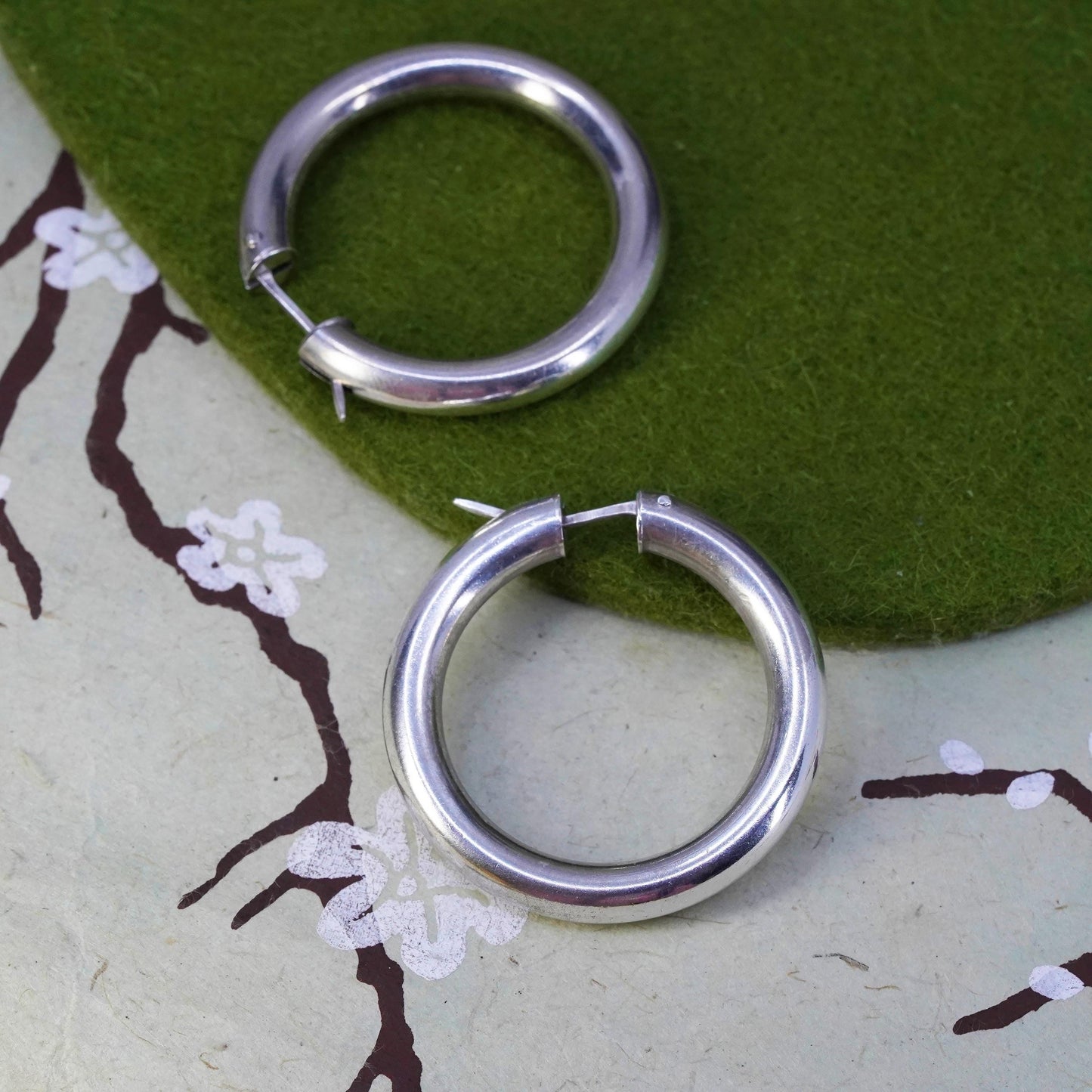 1.25", sterling silver loop earrings, fashion minimalist primitive wide hoops