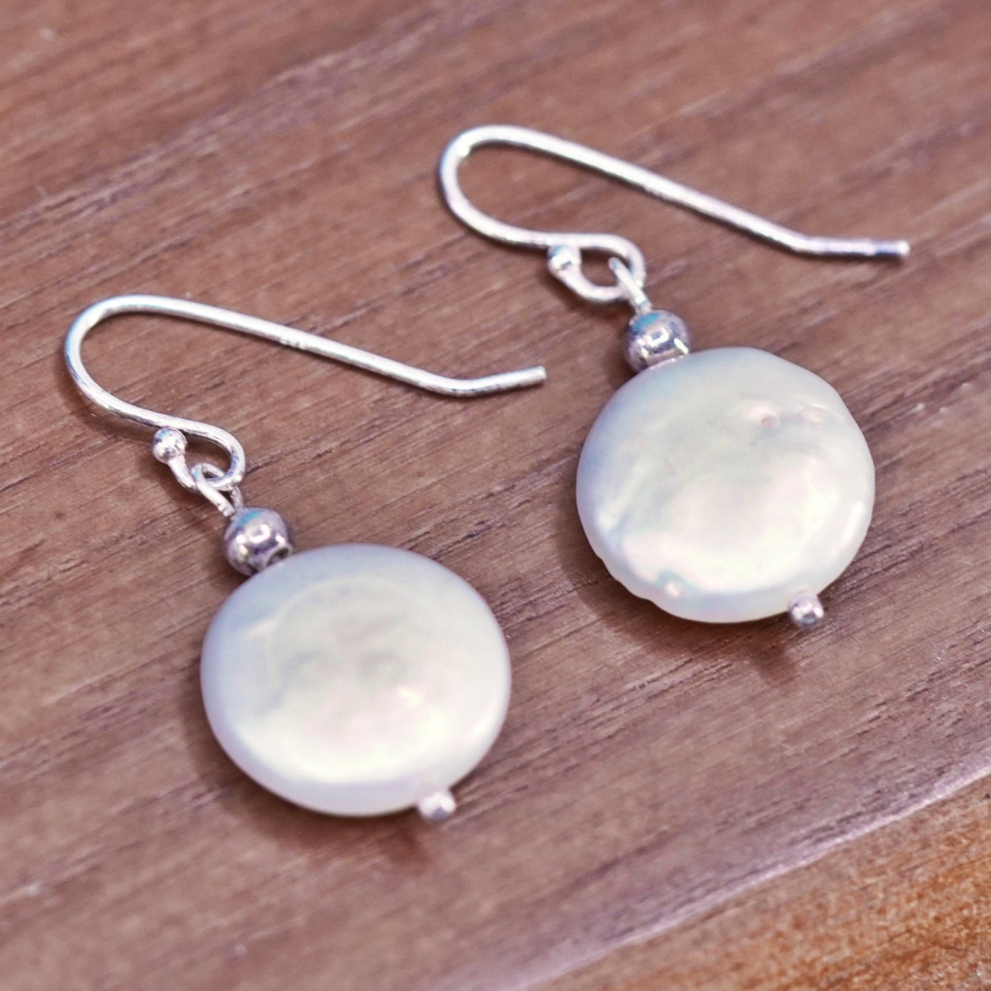 Vintage Sterling silver 925 handmade earrings with coin pearl