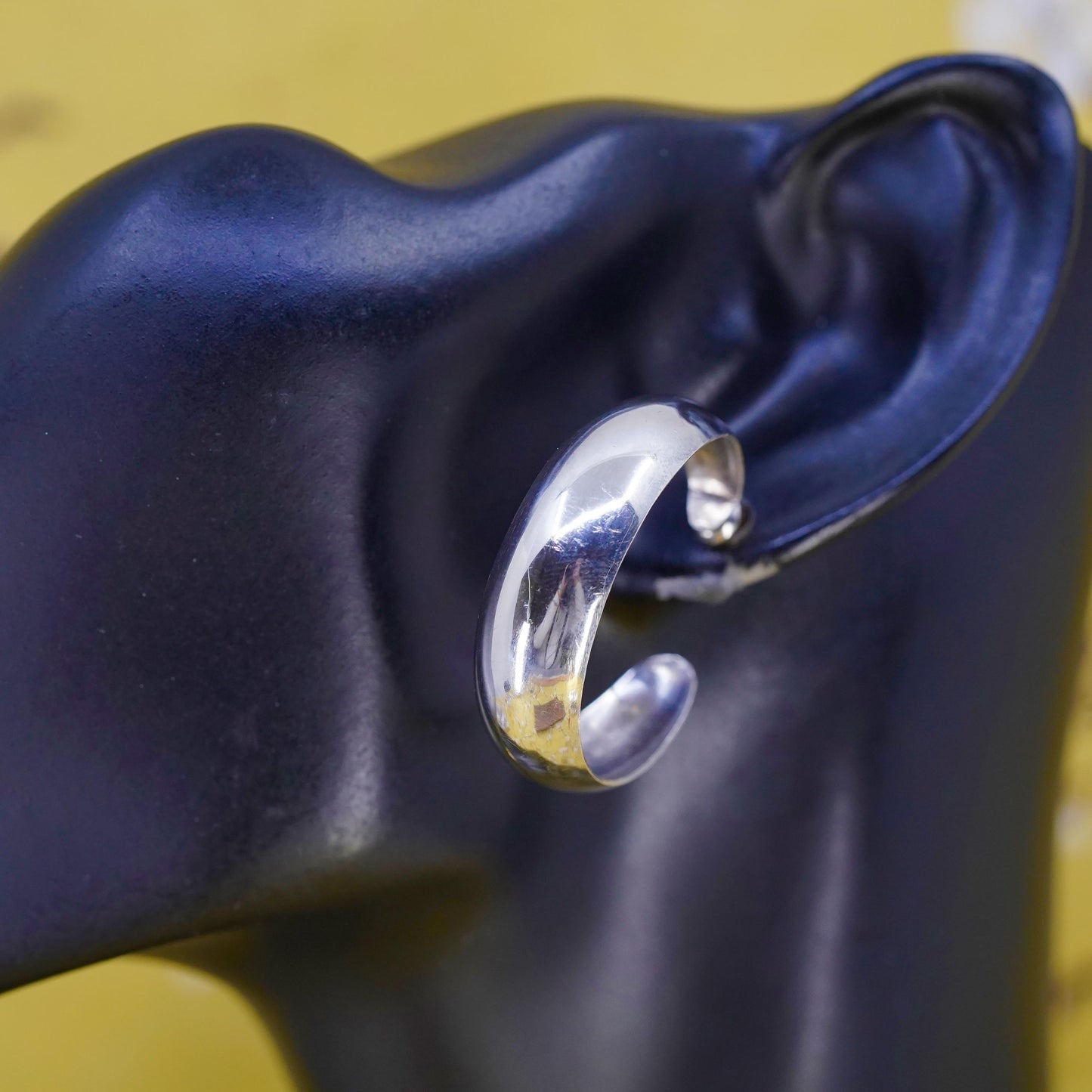 1.25", Vintage southwestern Sterling silver hoop earrings, 925 huggie studs