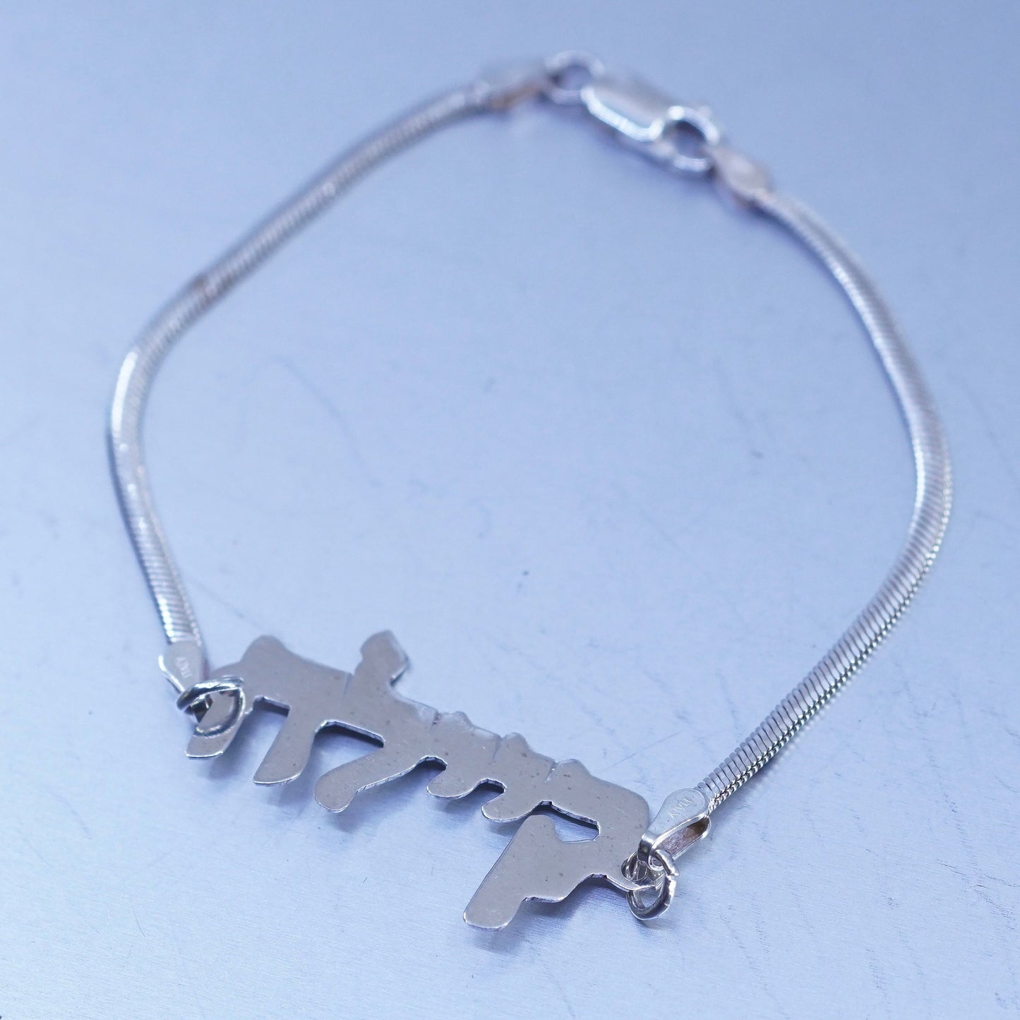 6.75”, 2mm, Sterling 925 silver handmade bracelet, flatten snake link chain