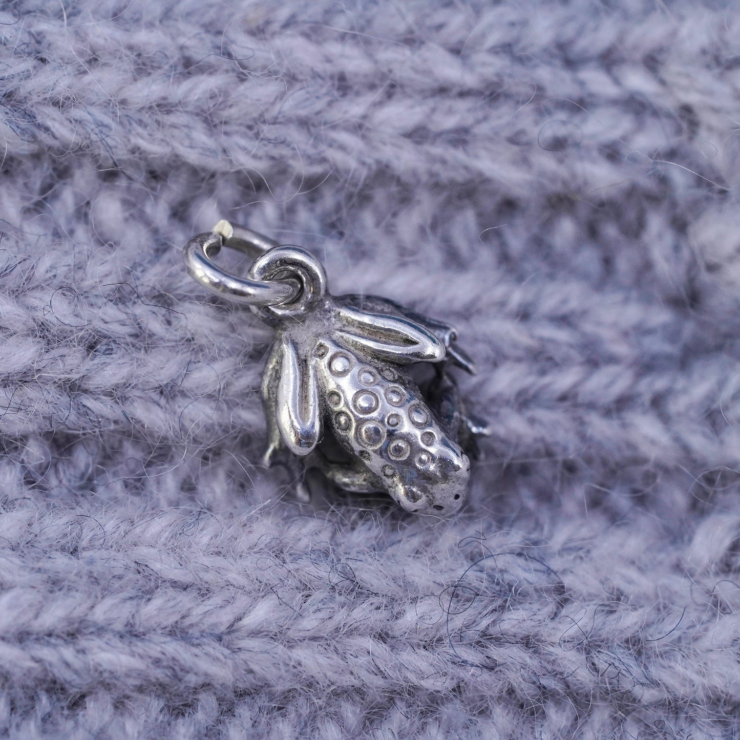 Vintage Sterling silver handmade pendant, 925 frog charm