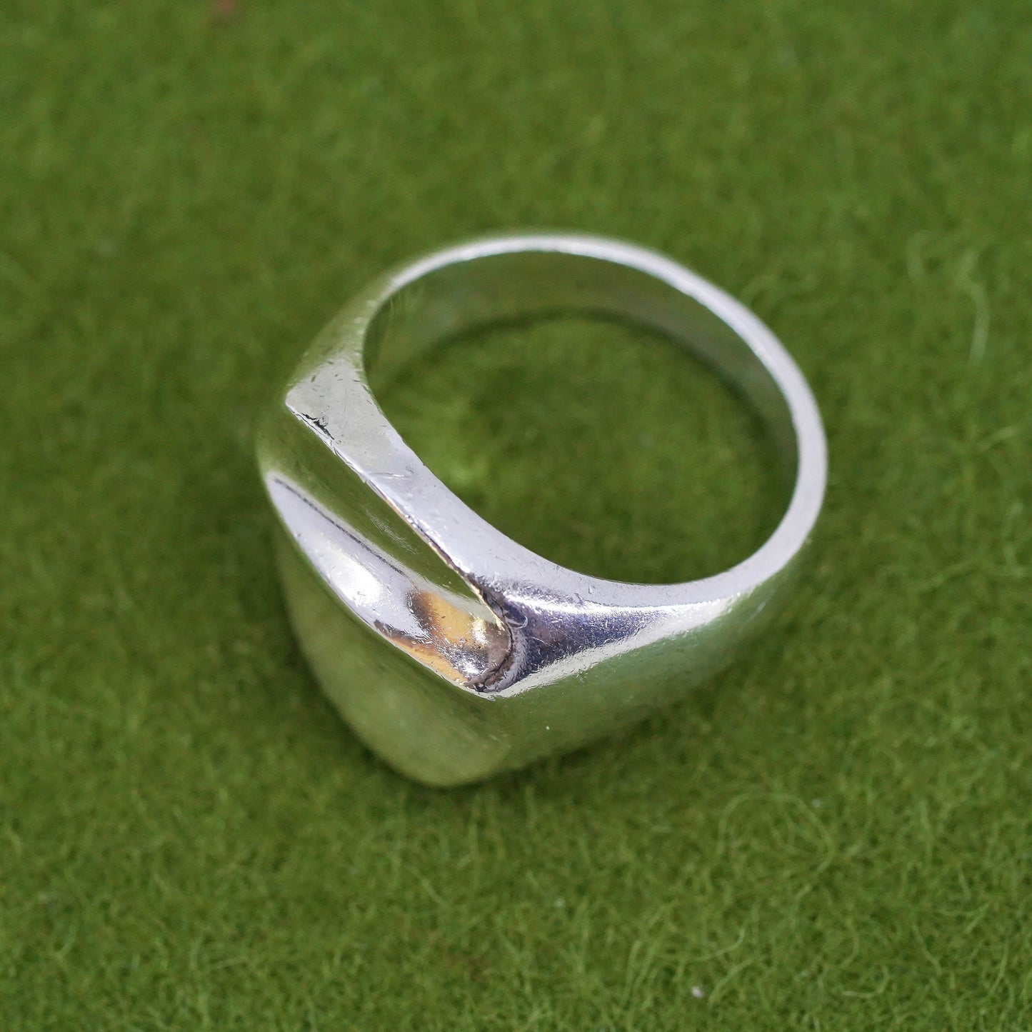 Size 6, vintage sterling silver handmade ribbed ring, Mexico 925 statement band