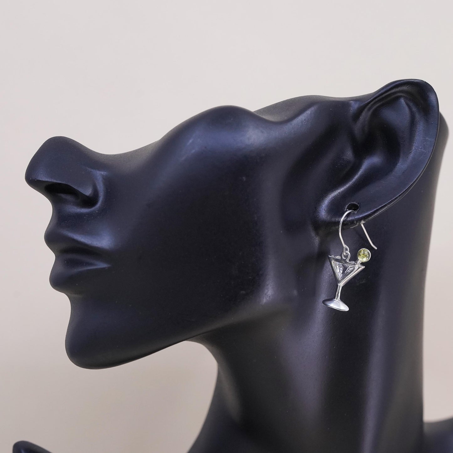 Vintage Shube sterling silver single earring, 925 cocktail single charm with CZ