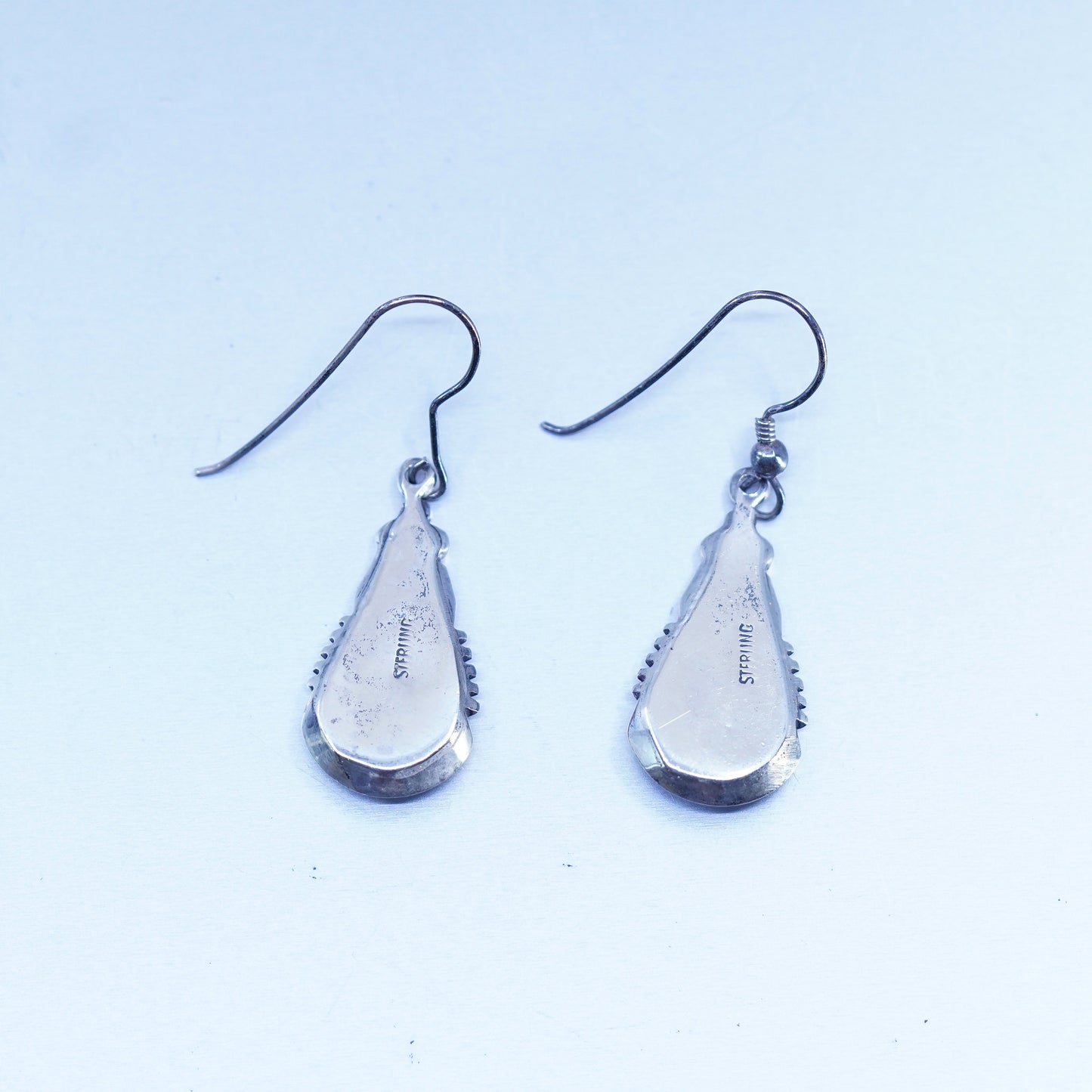 Native American Navajo sterling 925 silver handmade teardrop earrings turquoise