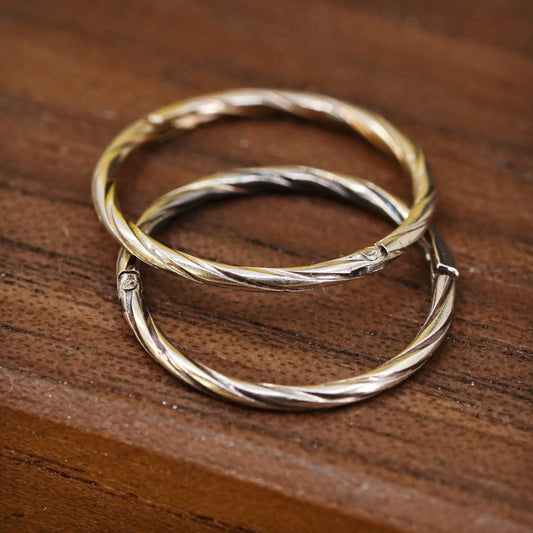 0.5”, Vintage vermeil yellow gold over Sterling 925 silver earrings, 925 hoops