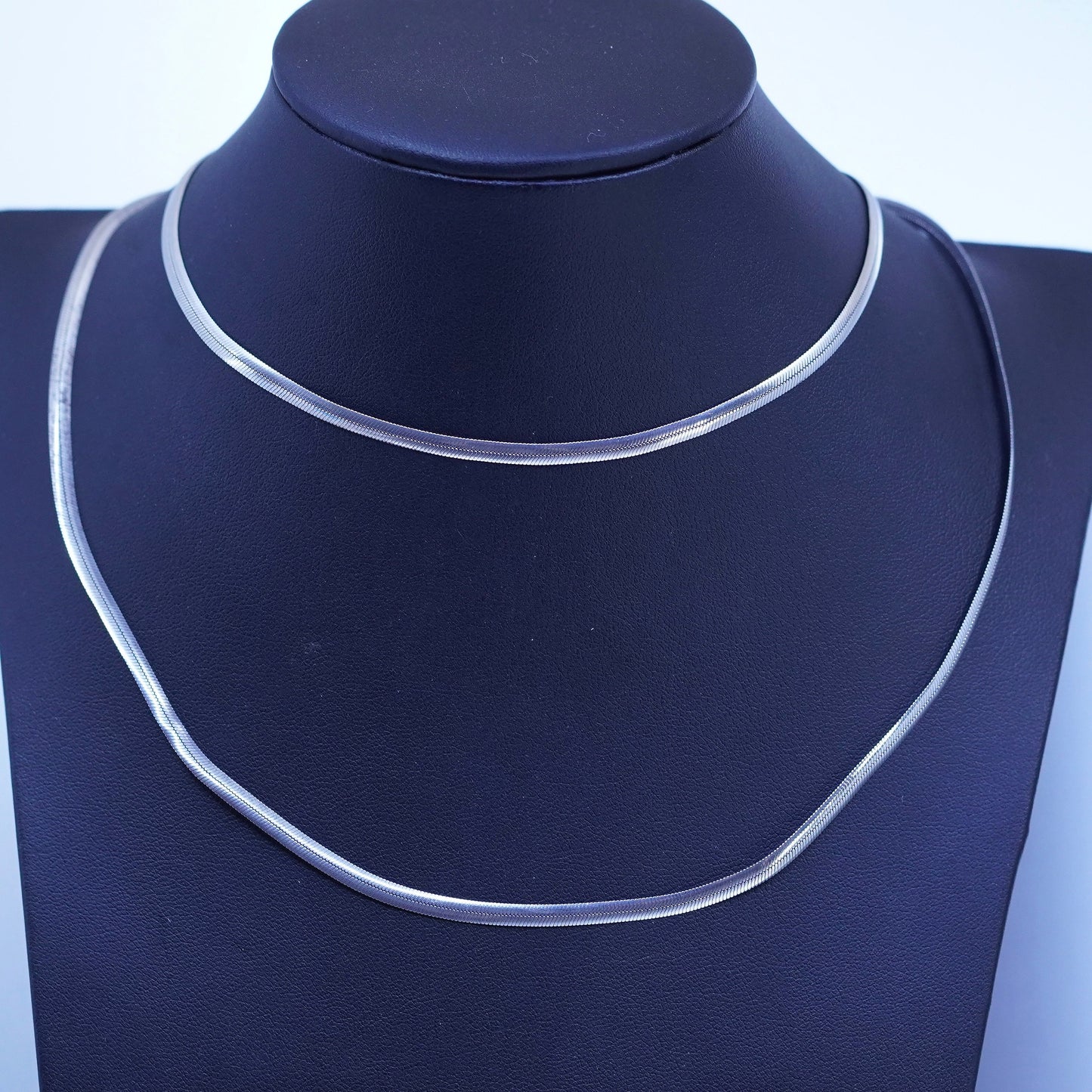 30” 3mm, vintage Italian Sterling 925 silver flatten snake chain necklace