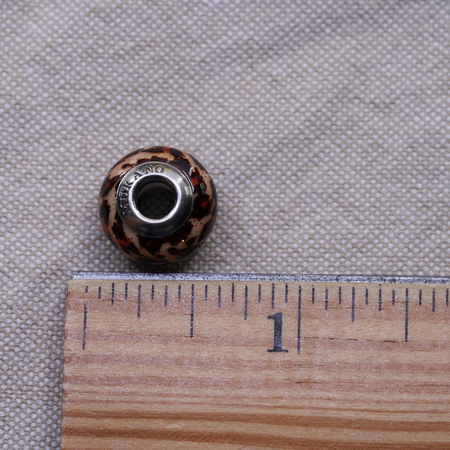 Vintage Murano handmade green Murano glass bead Sterling 925 silver charm