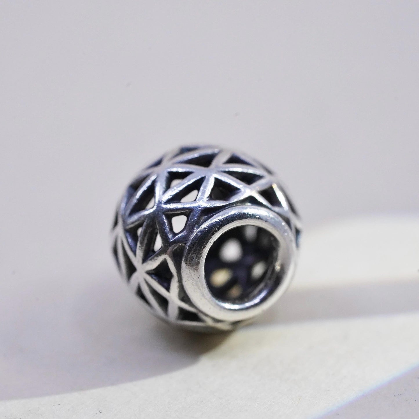 Vintage ALE Pandora sterling silver charm, 925 artisan filigree bead