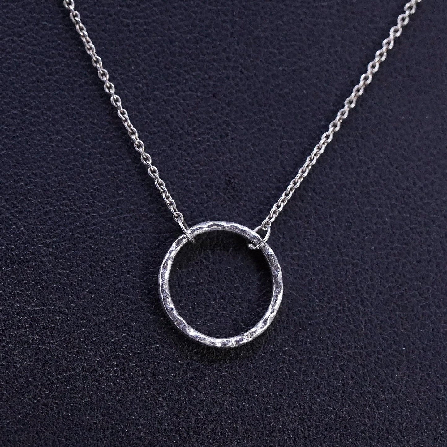 16", vintage Sterling silver necklace, 925 circle chain with circle pendant