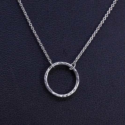 16", vintage Sterling silver necklace, 925 circle chain with circle pendant