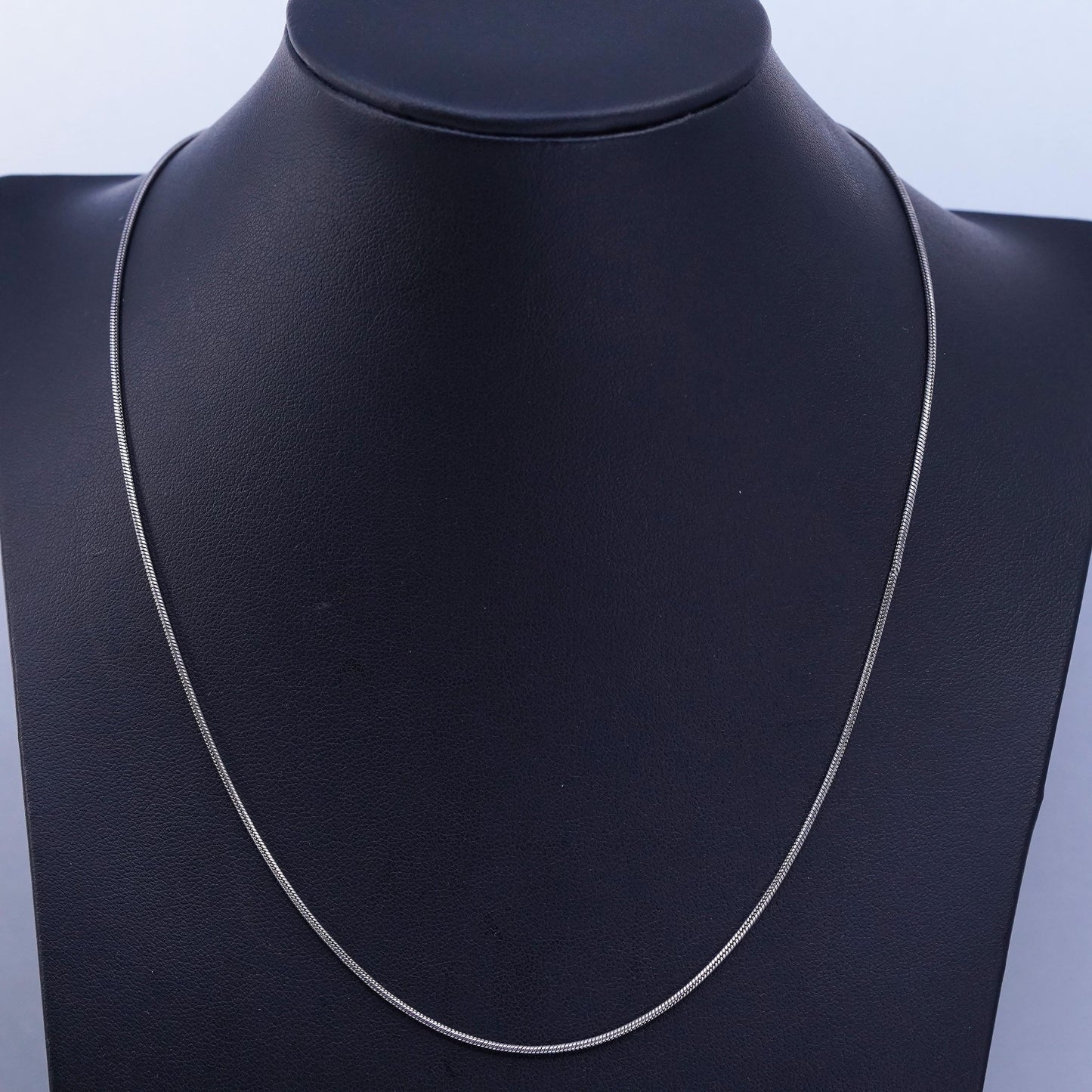 18” 1mm, vintage Sterling 925 silver snake chain necklace