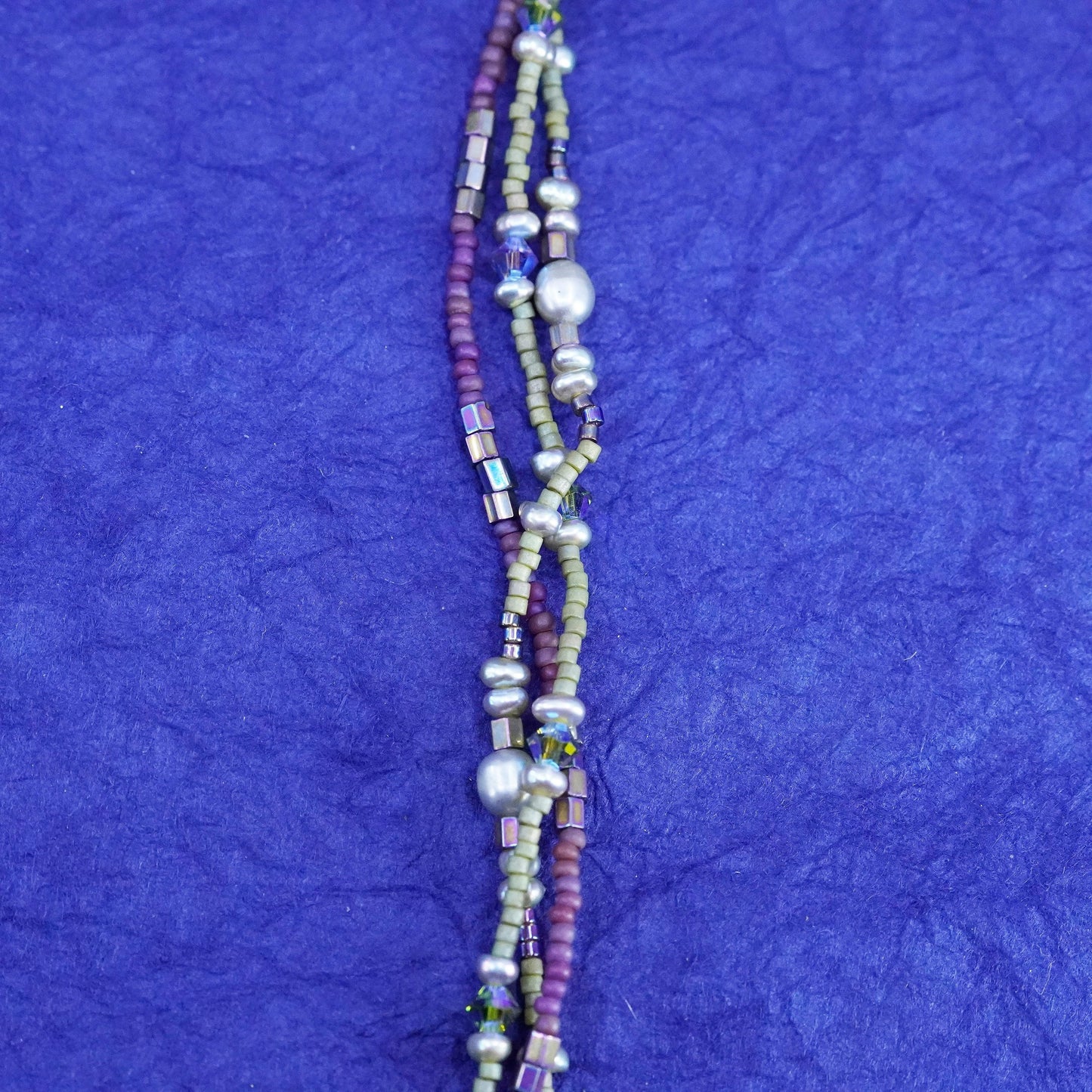20”, Sterling silver handmade necklace with 925 flower toggle closure and beads
