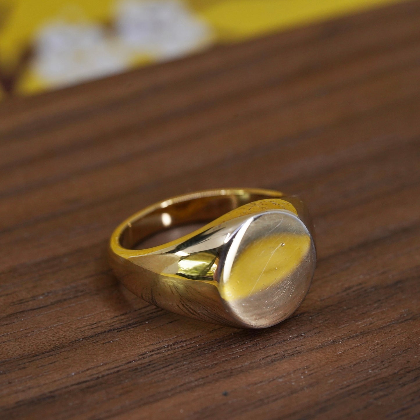Size 6, vintage vermeil gold over Sterling silver handmade ring, 925 blank band