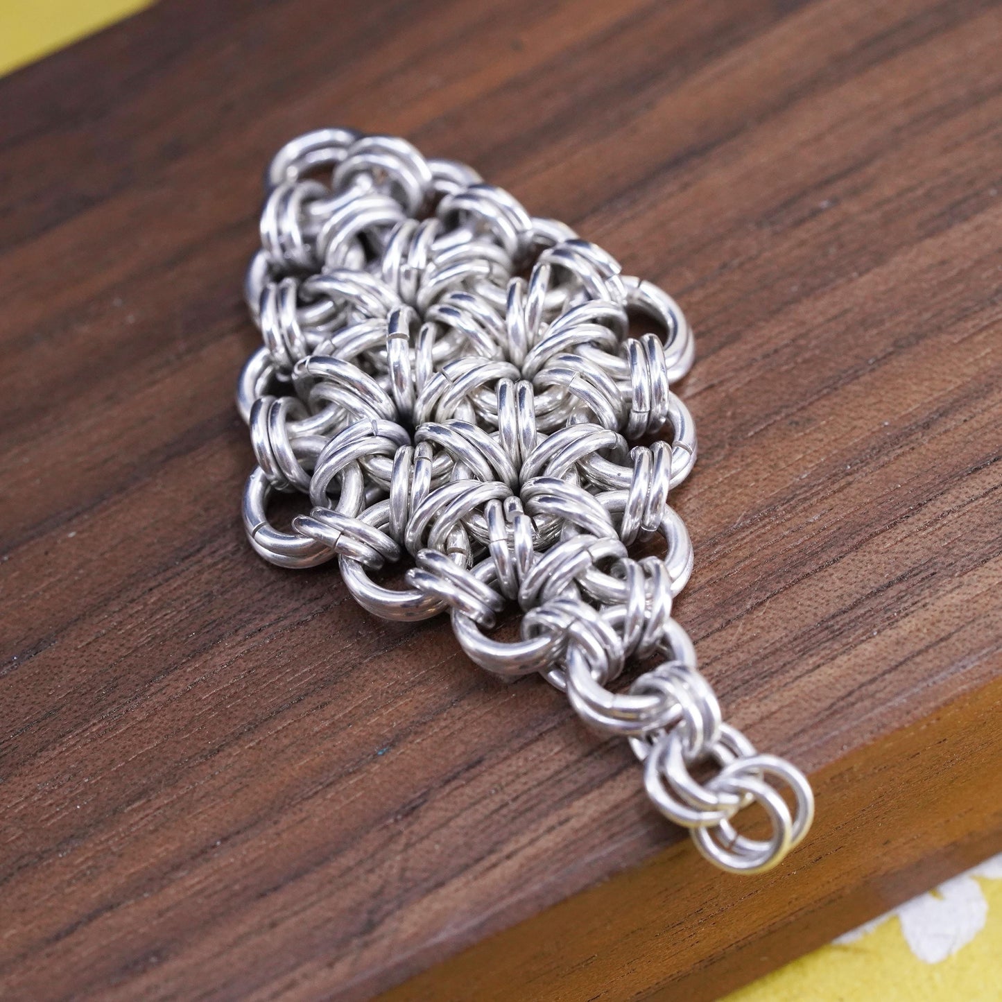 Vintage sterling silver handmade pendant, 925 silver cluster jump ring charm