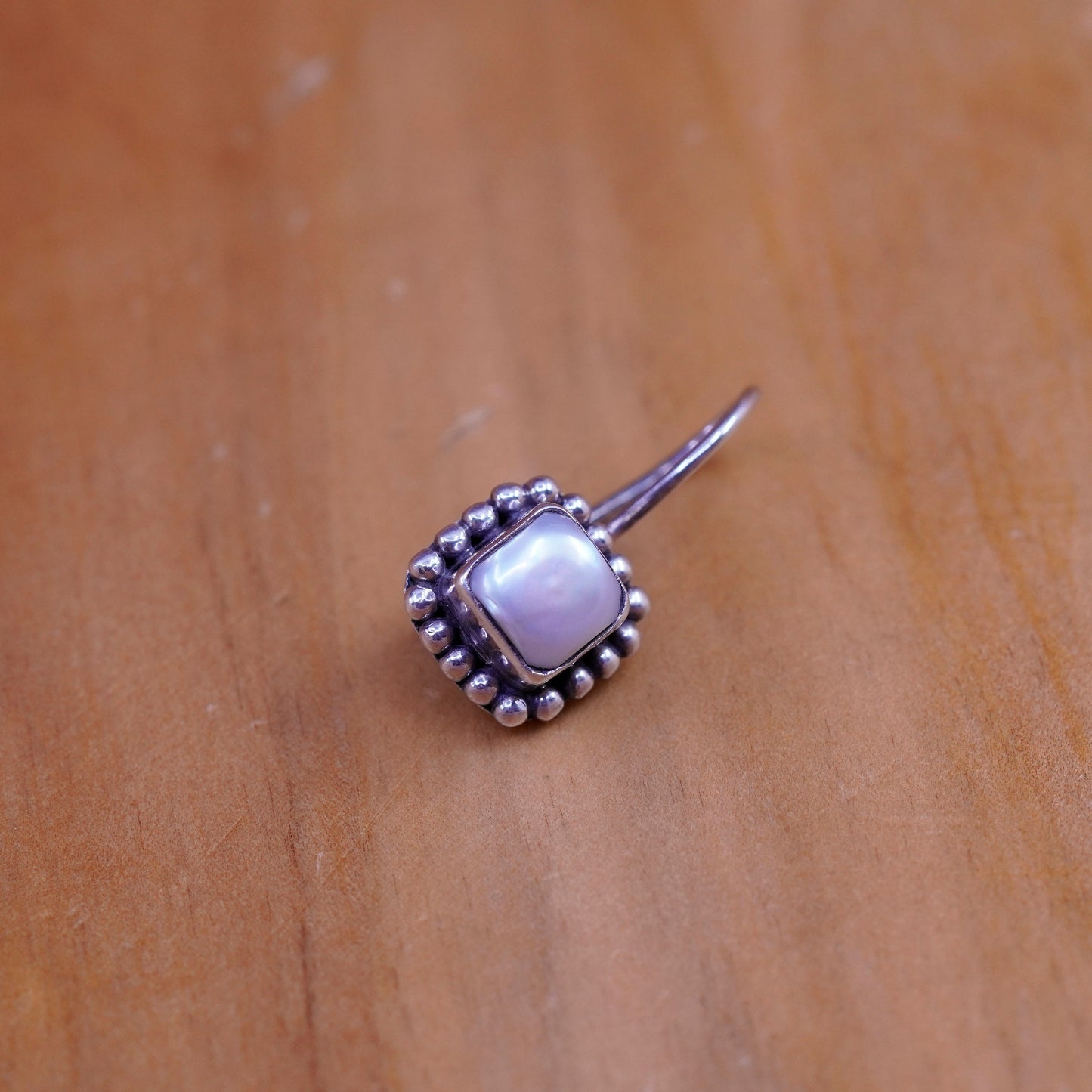 Silpada W1394 Pearl Button Frame Square Earrings 925 Sterling Silver beads