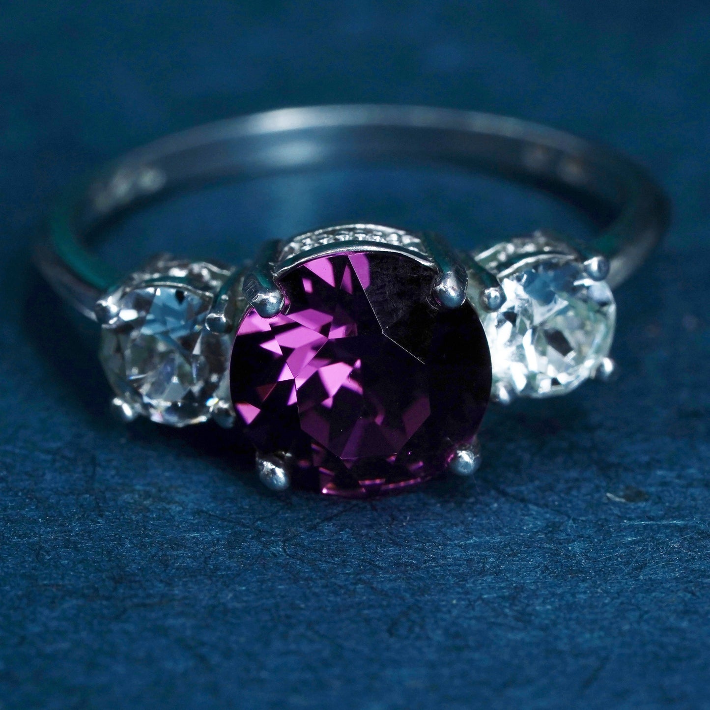 Size 7.75 vintage Sterling 925 silver engagement ring with pink cz