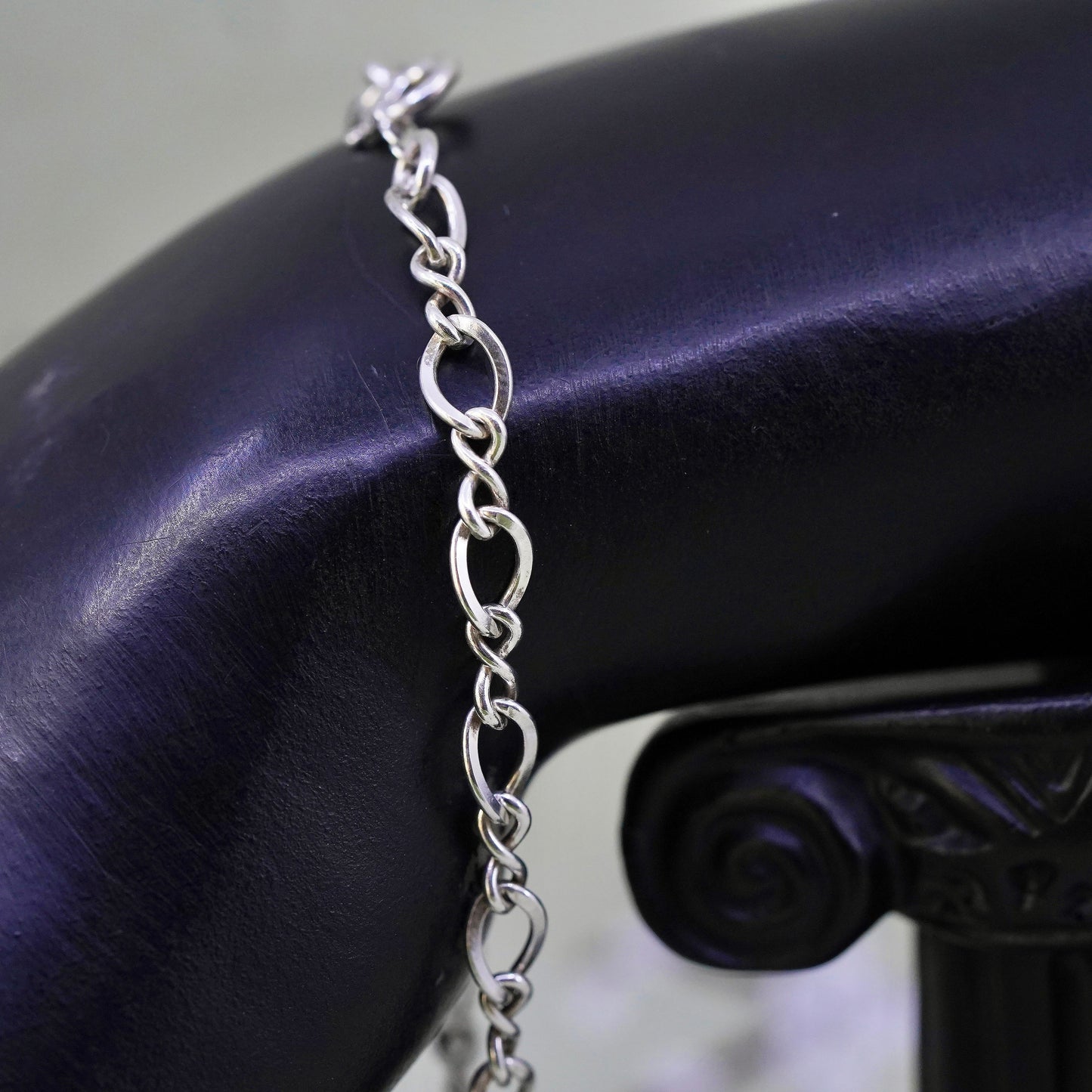 7.5" 5mm, Vintage Italy sterling silver 925 chain, men's figaro bracelet