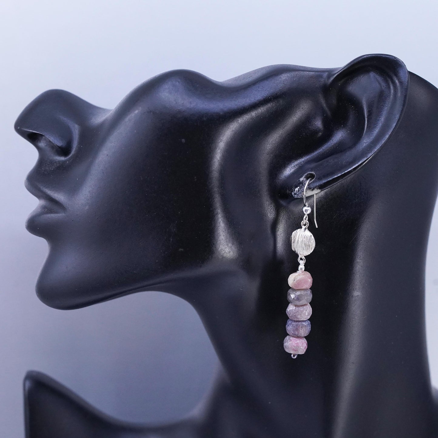 Vintage DTR Jay King Sterling 925 silver shell earrings with agate beads