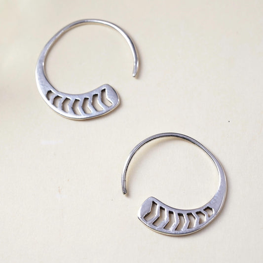Vintage Sterling silver handmade earrings, 925 filigree sprial hoops