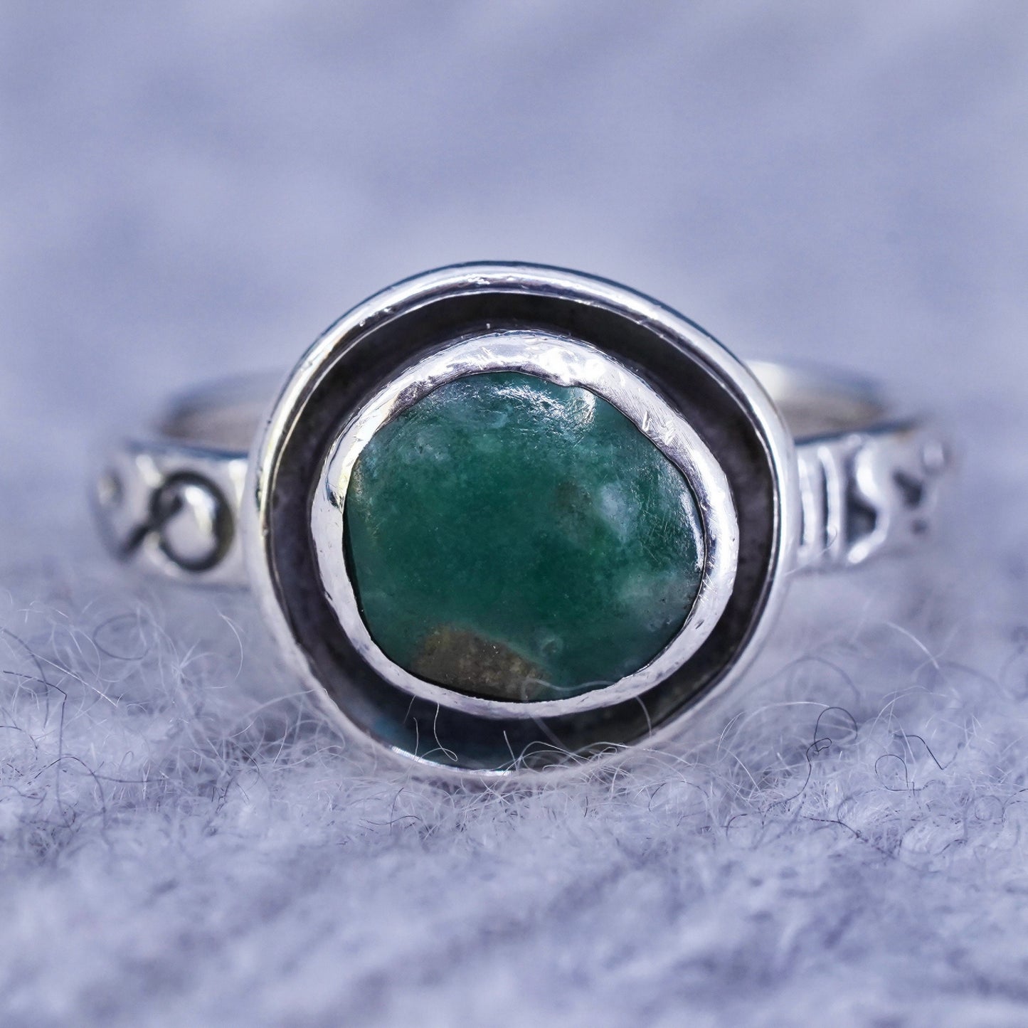 Size 6.5, Native American, southwestern Sterling 925 silver ring with turquoise