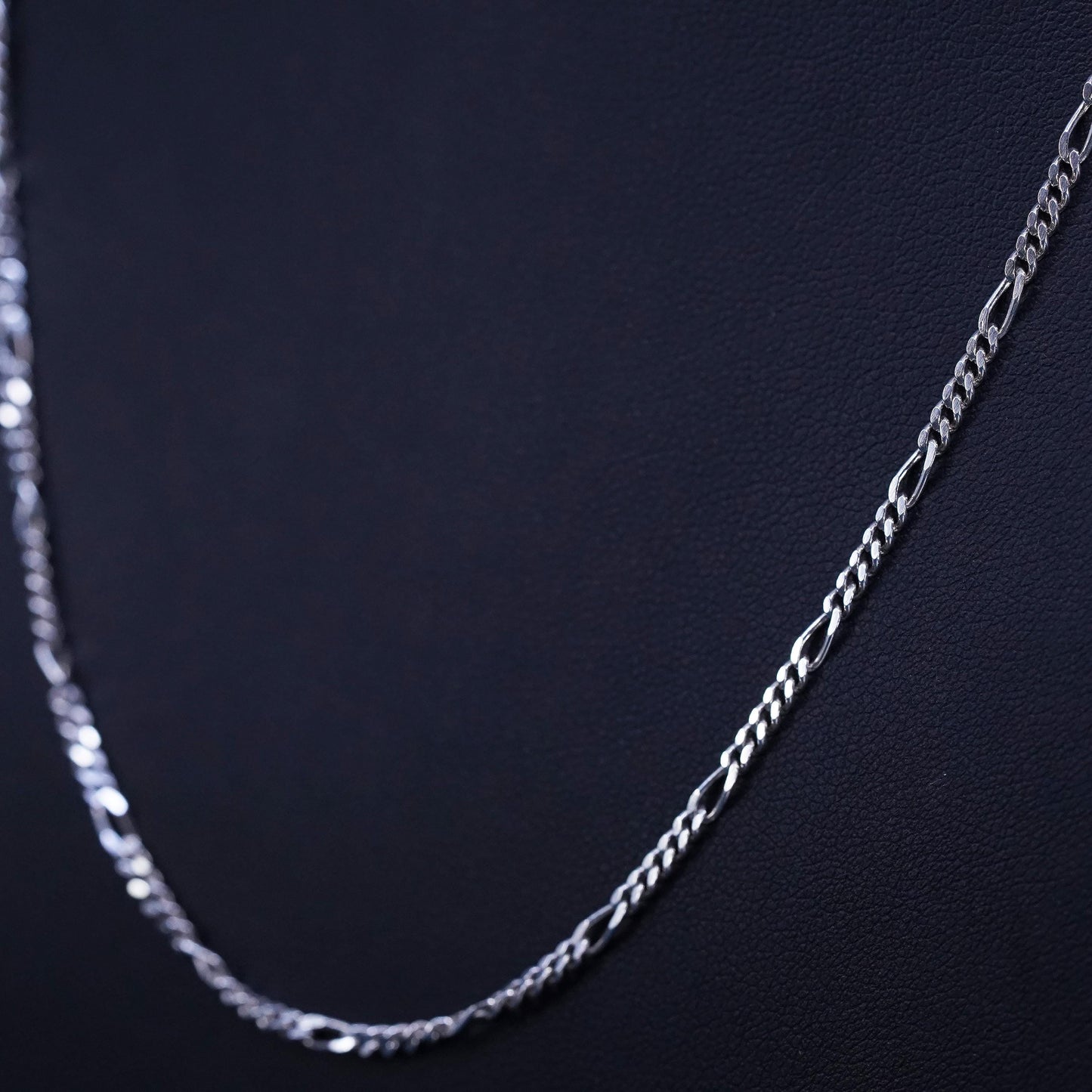 19", 3mm, vintage Mexican Sterling silver handmade necklace, 925 Figaro chain