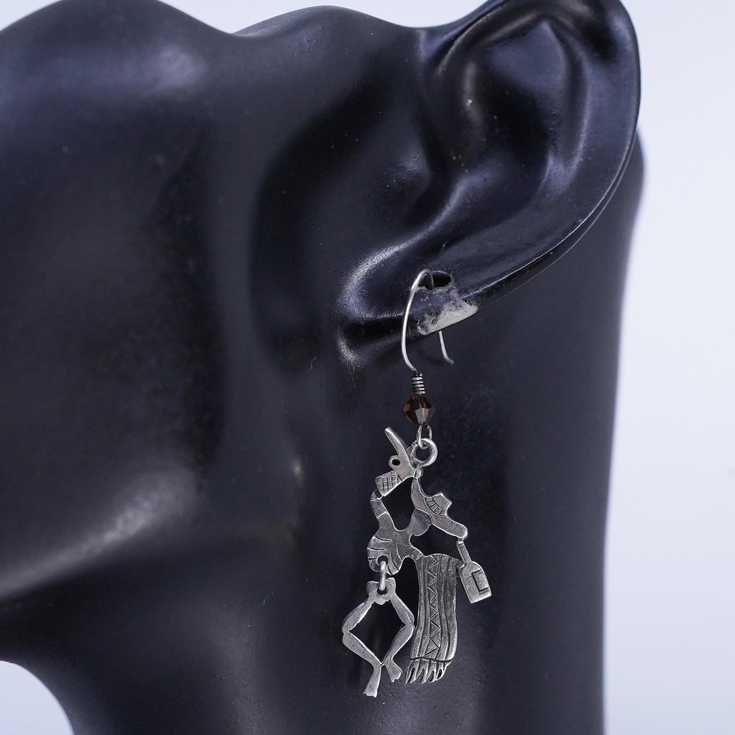 VTG 925 Sterling Silver Cowboy Earrings, Western Cowgirl Dangles, Moving Legs
