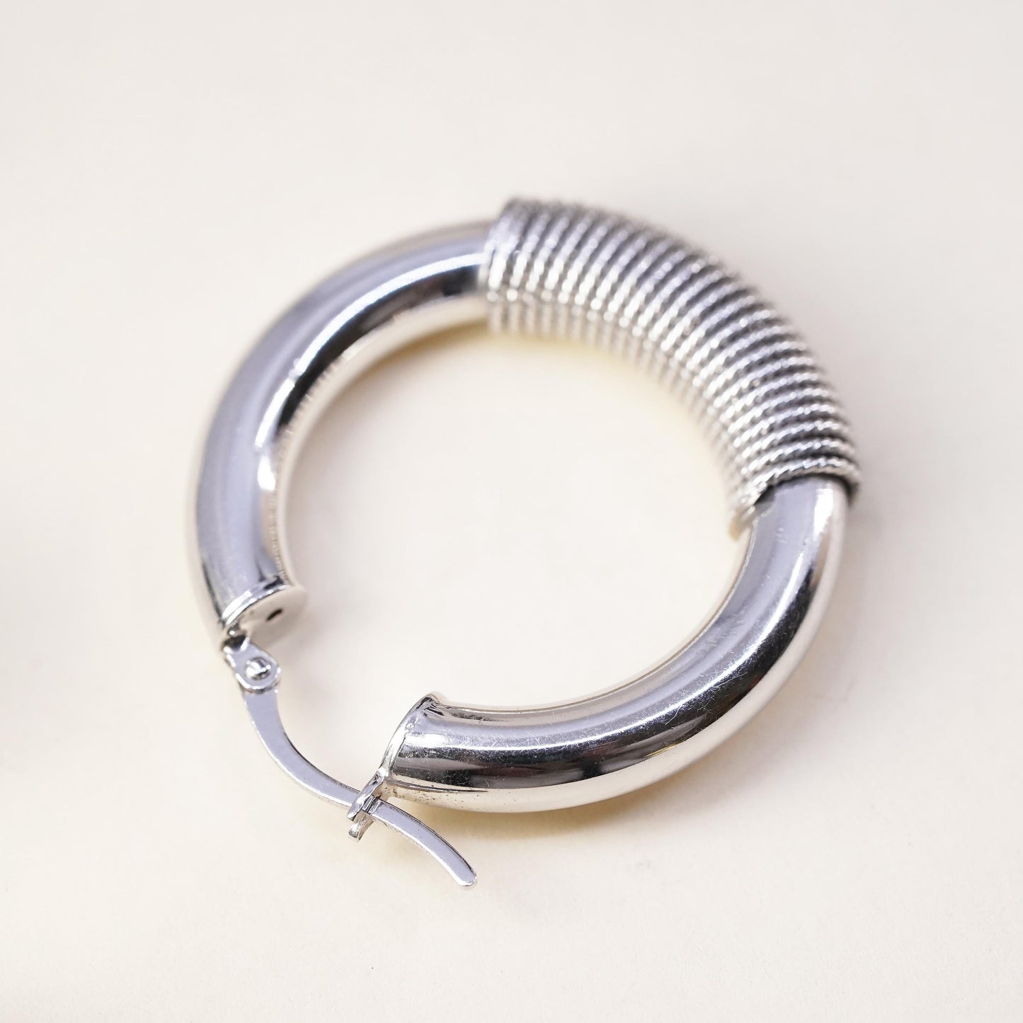 1.25", VTG Italian Milor sterling silver single 1 earring, primitive cable hoop