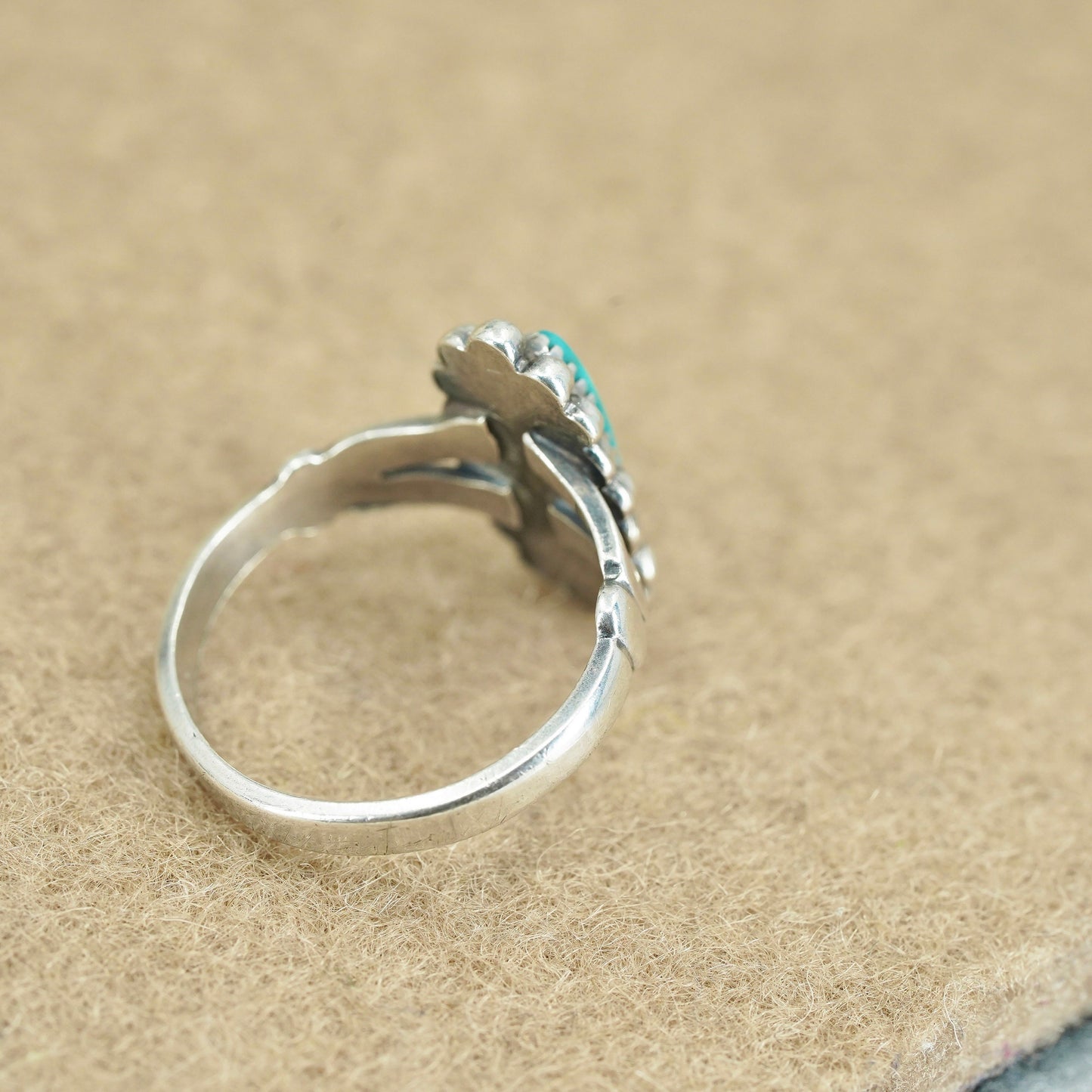 Size 5.5, Native American navajo Bell trading Sterling 925 silver ring turquoise