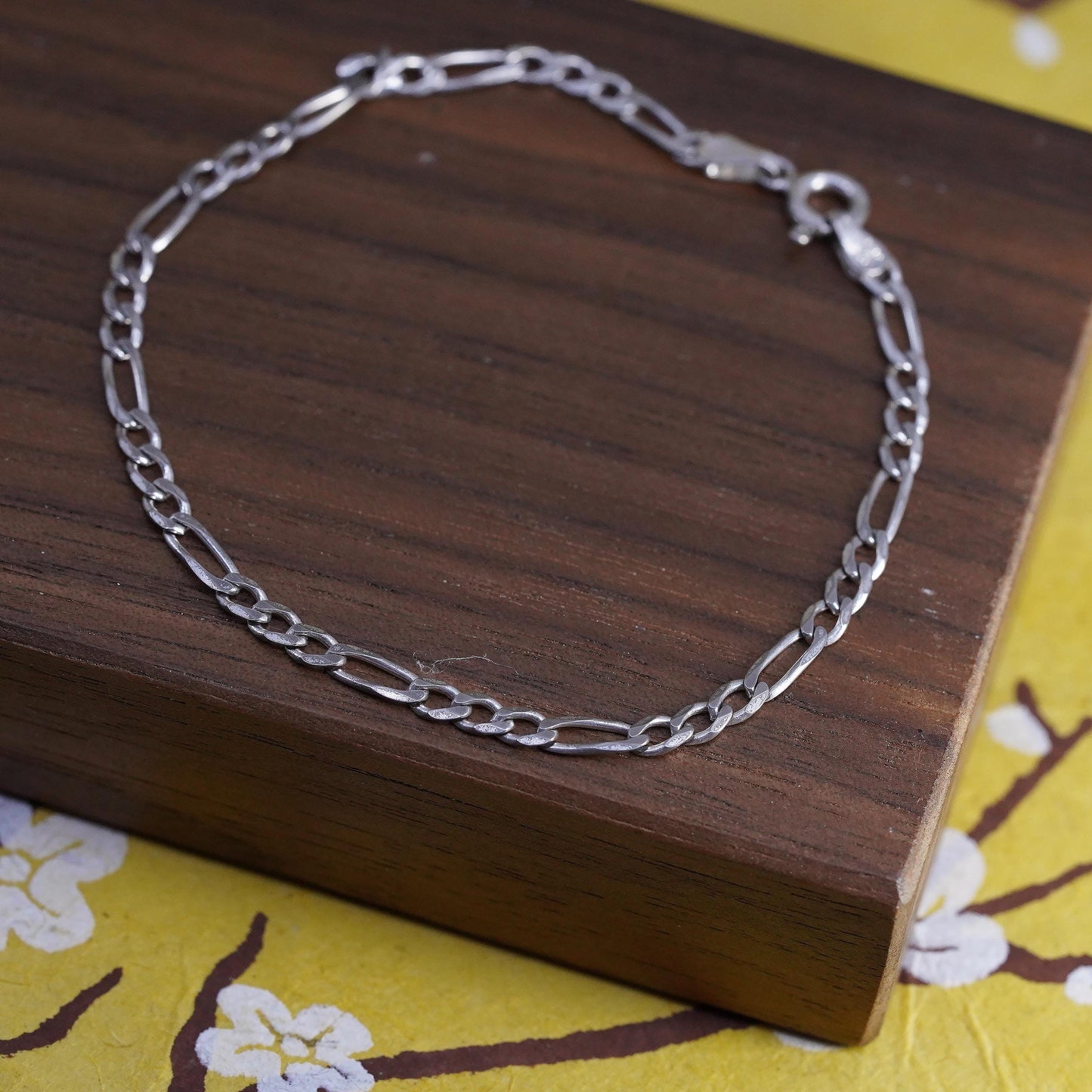 7.25", vintage Italian Milor Sterling silver bracelet, 925 figaro link chain