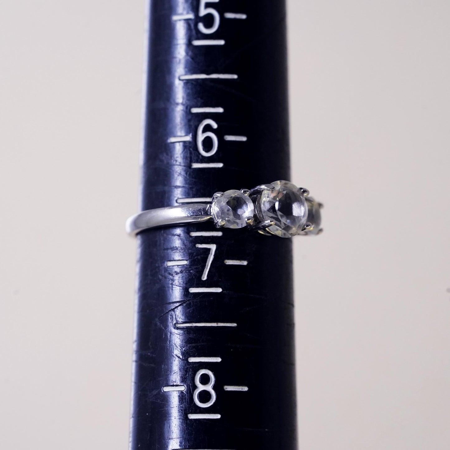 Size 6.5, Vintage sterling silver ring, 925 band with cz