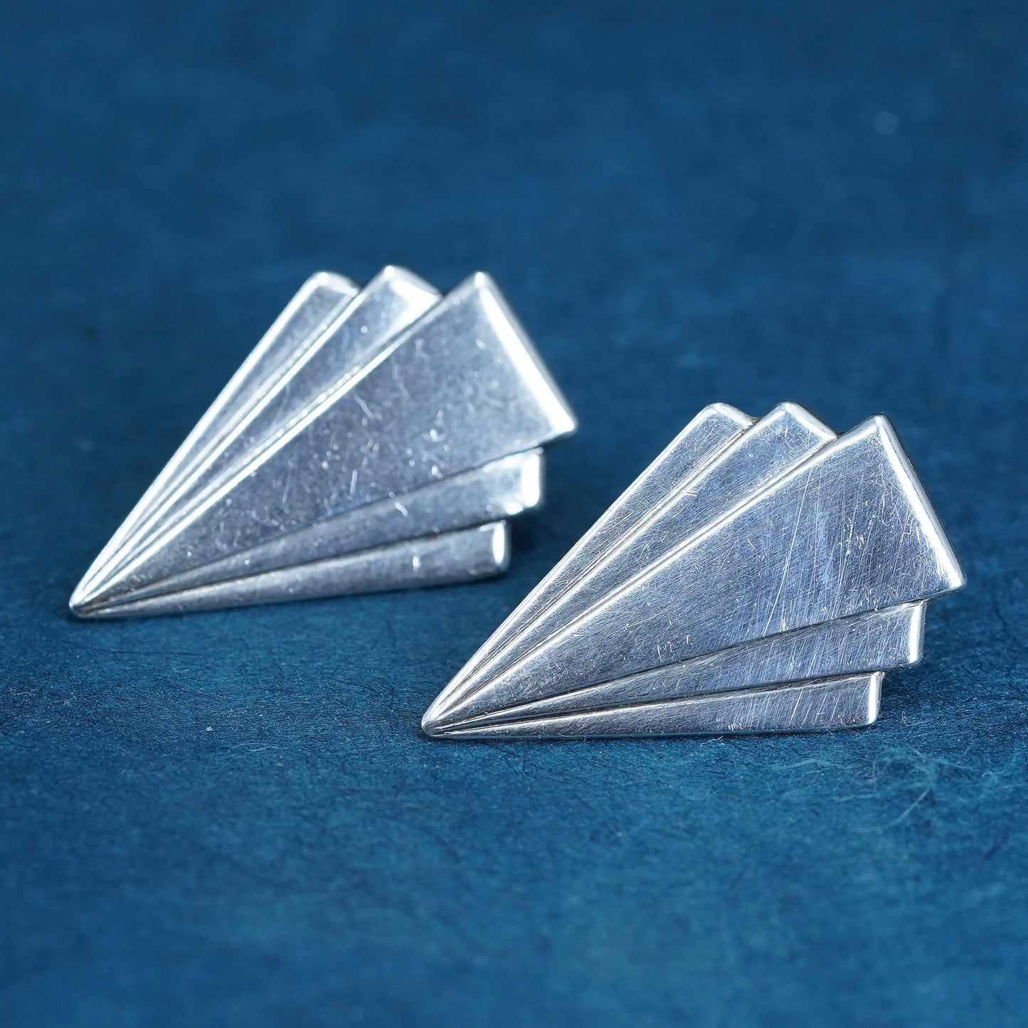 Vintage Sterling silver handmade earrings, solid 925 silver arrow studs