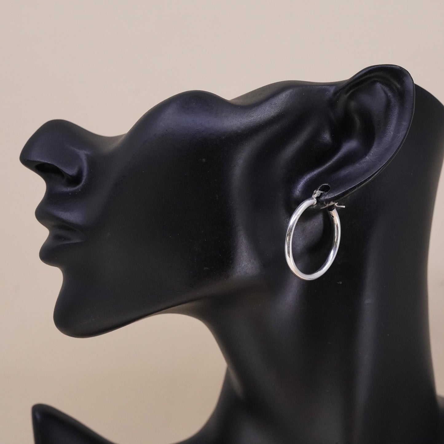 1.25", VTG sterling silver loop single earring, bold minimalist primitive hoop