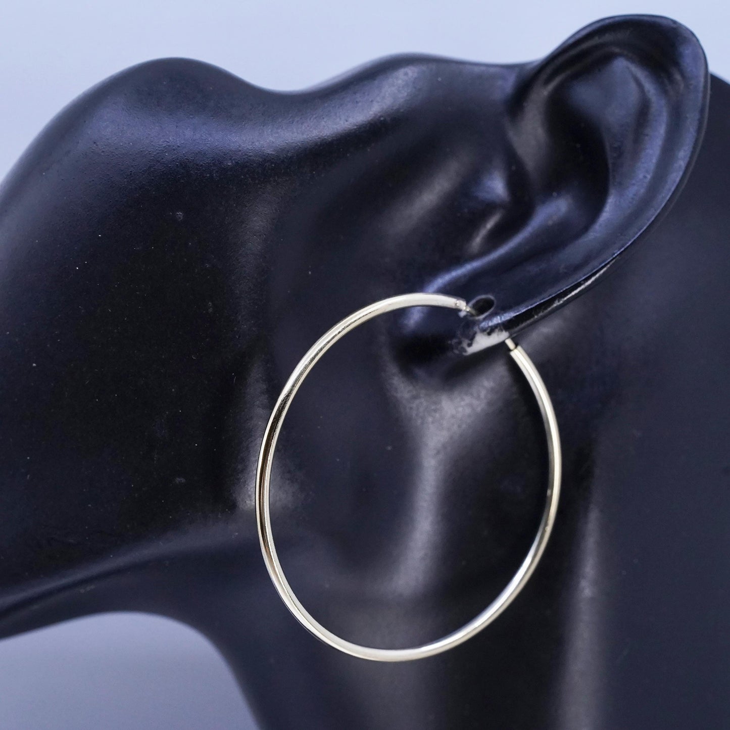 2", vintage gold plated Sterling silver handmade earrings, thin 925 hoops