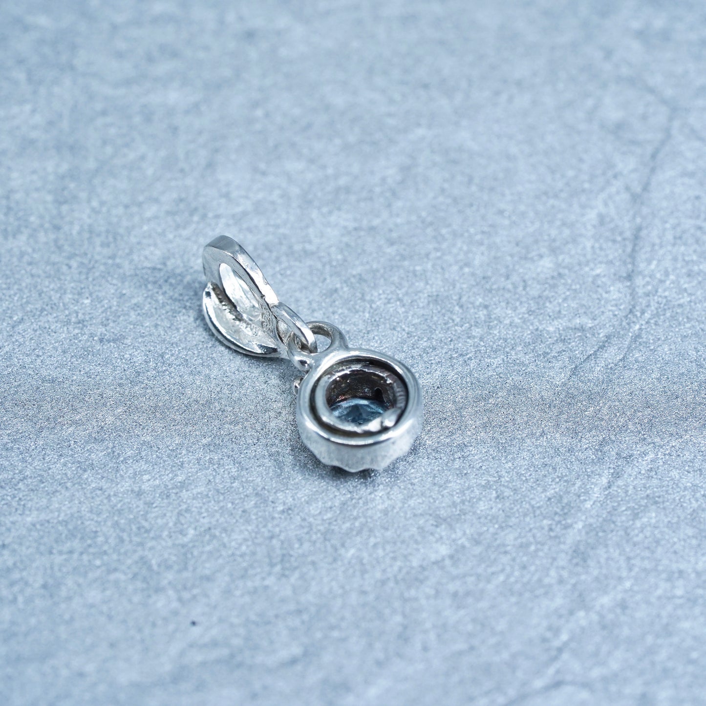 antique sterling 925 silver pendant with blue topaz