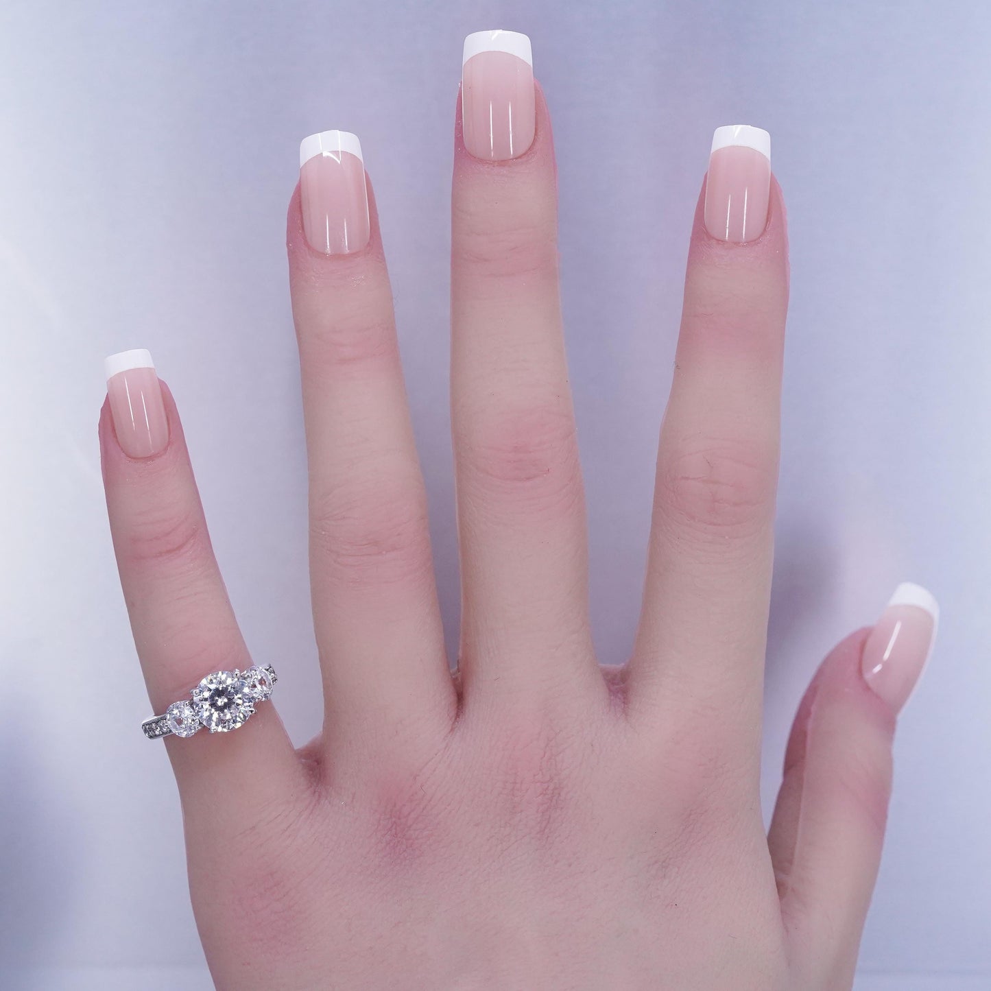 Size 4, vintage Sterling 925 silver statement engagement ring with cluster Cz