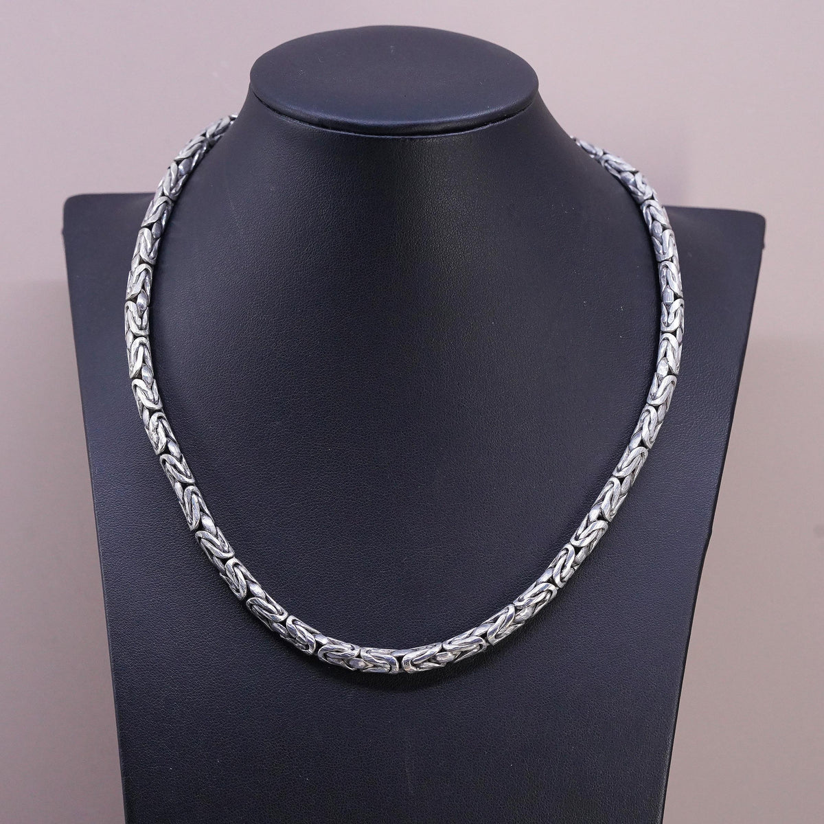 19” 5mm, Vintage Southwestern Sterling 925 silver Birdcage Byzantine necklace