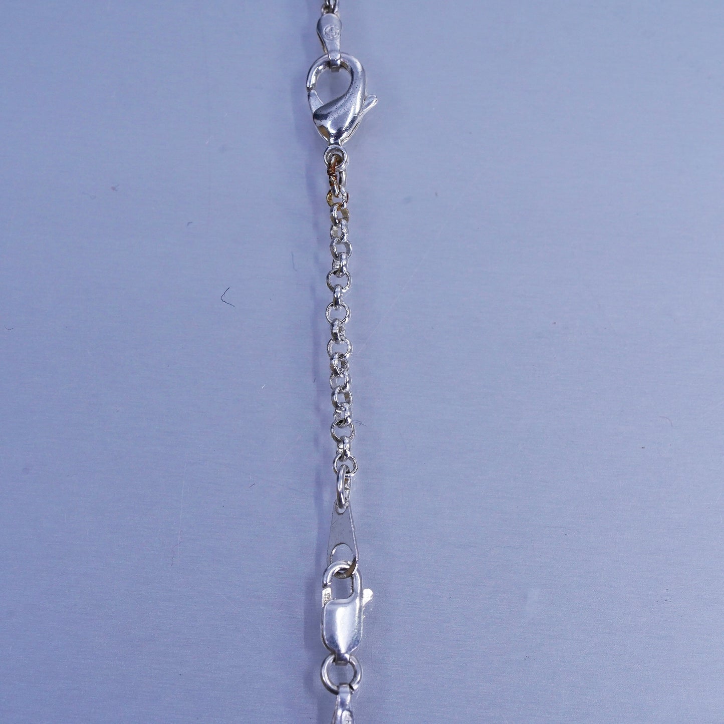 16+2” 2mm, vintage Italy Sterling 925 silver rope chain necklace
