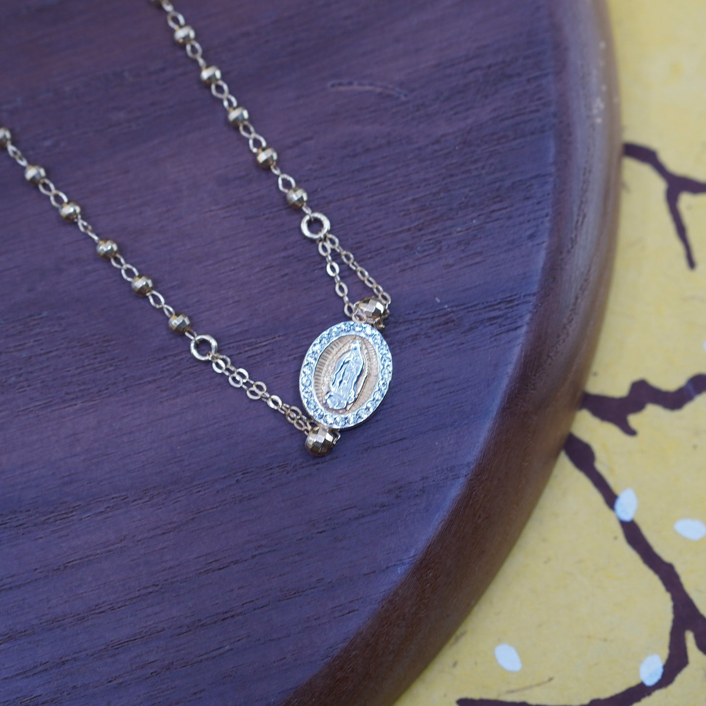 14+4”, vermeil gold Sterling silver necklace, 925 circle chain cross pendant