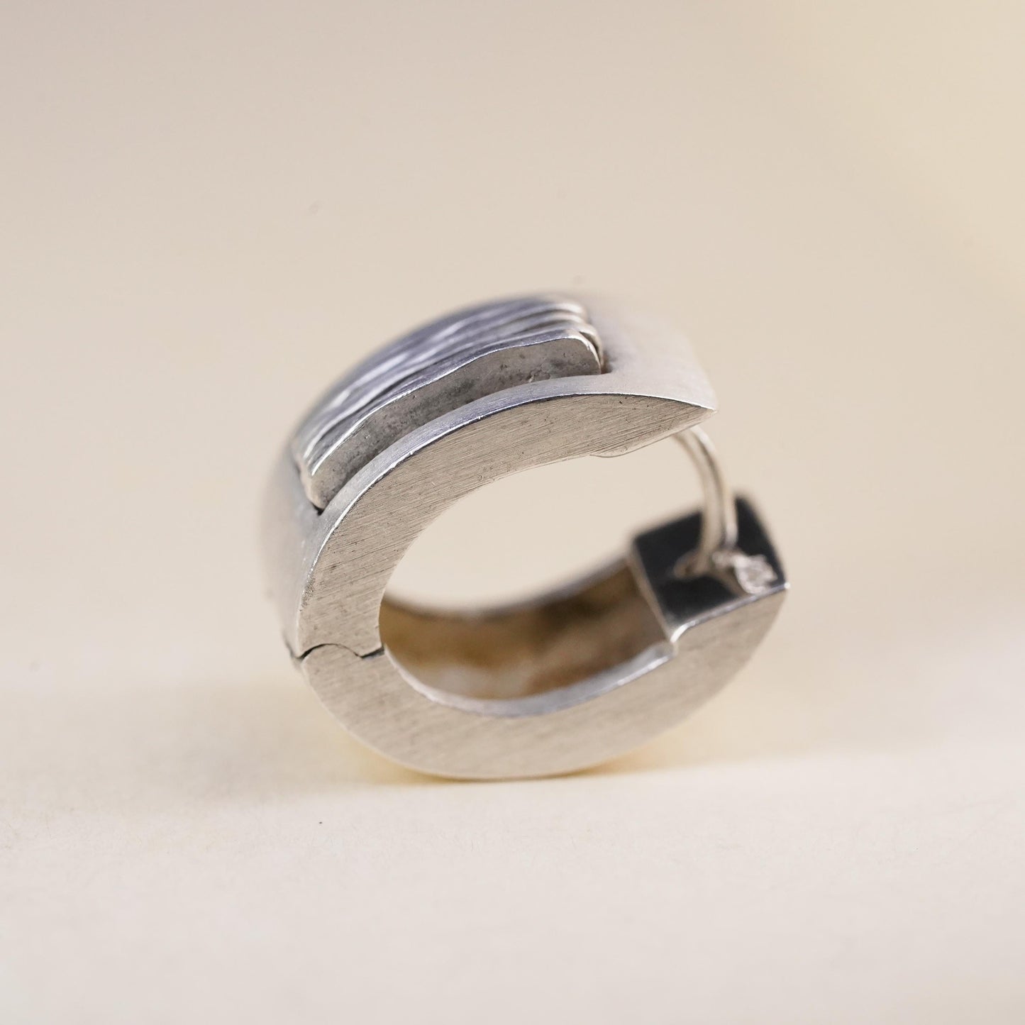 0.5”, Vintage sterling silver single earring, 925 huggie hoop