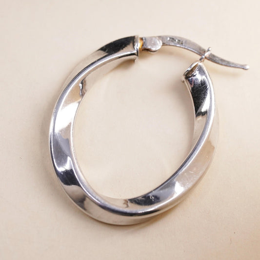 1.25", Vintage sterling silver loop single earring, primitive twisted hoop