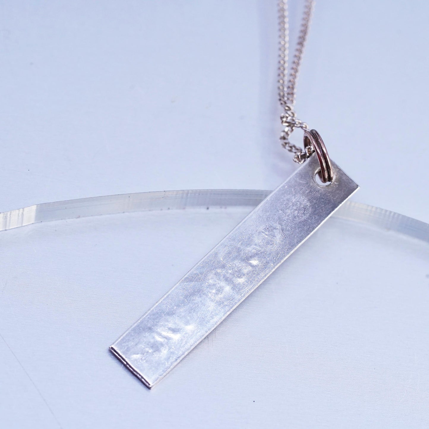 16", Vintage 925 Sterling Silver curb chain necklace Name Paisley Tag Pendant