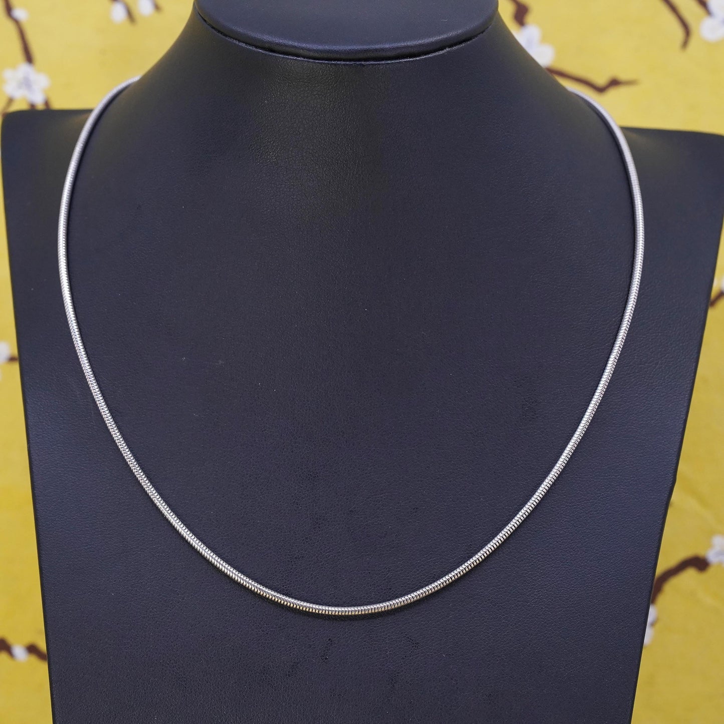 18”, 2mm, vintage sterling silver snake chain, Italy 925 silver necklace