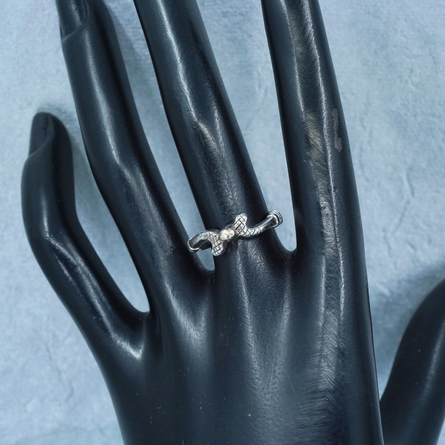 Size 7.25, Sterling 925 silver ring, gold club band with 14K yellow gold ball