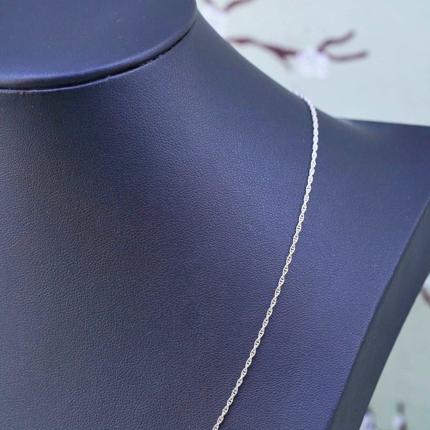 18” 1mm, vintage sterling silver necklace, 925 Singapore rope chain