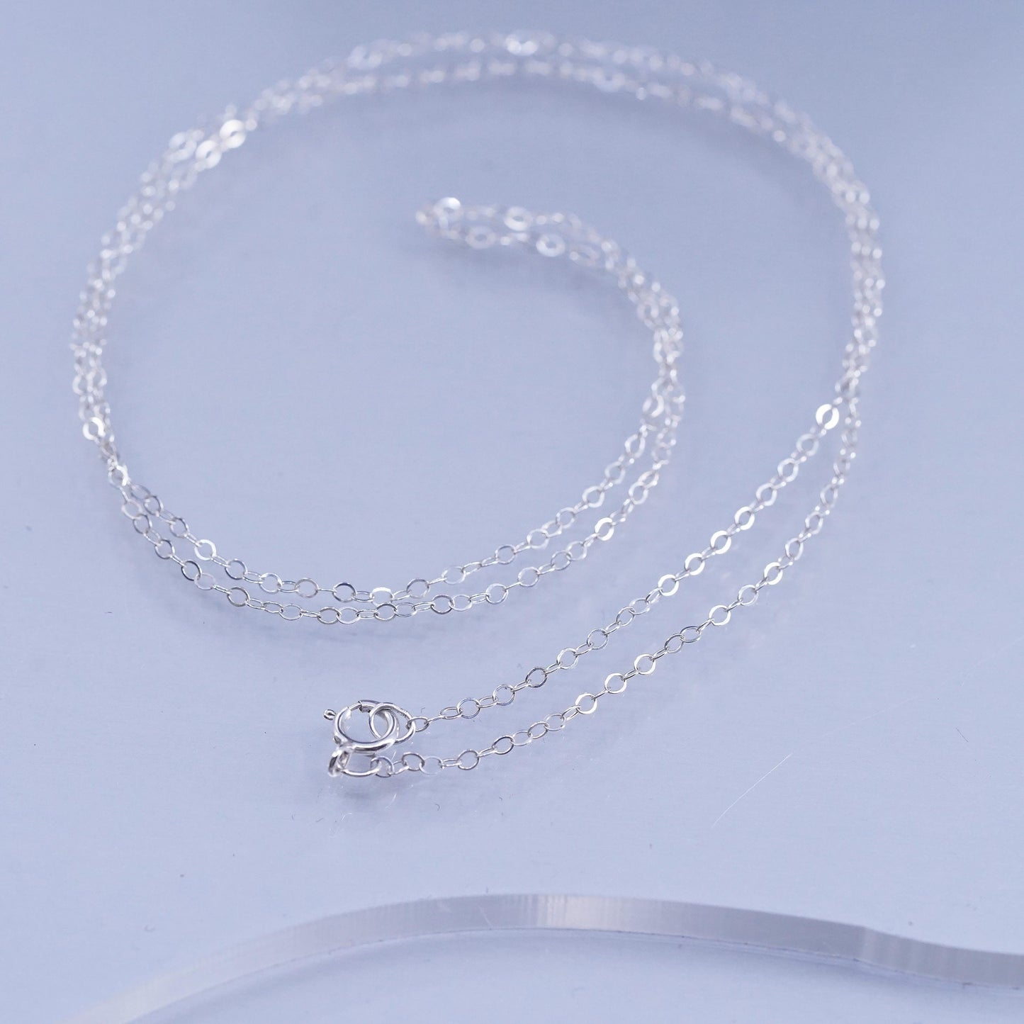 20” 1mm, vintage Italian Sterling 925 silver circle chain necklace