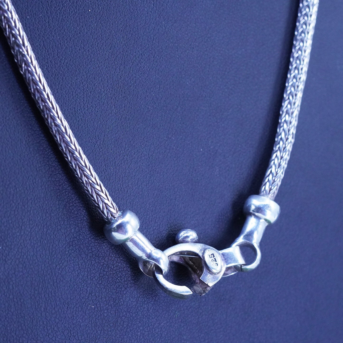 19", 5mm, Vintage De sterling silver bold wheat chain, 925 necklace