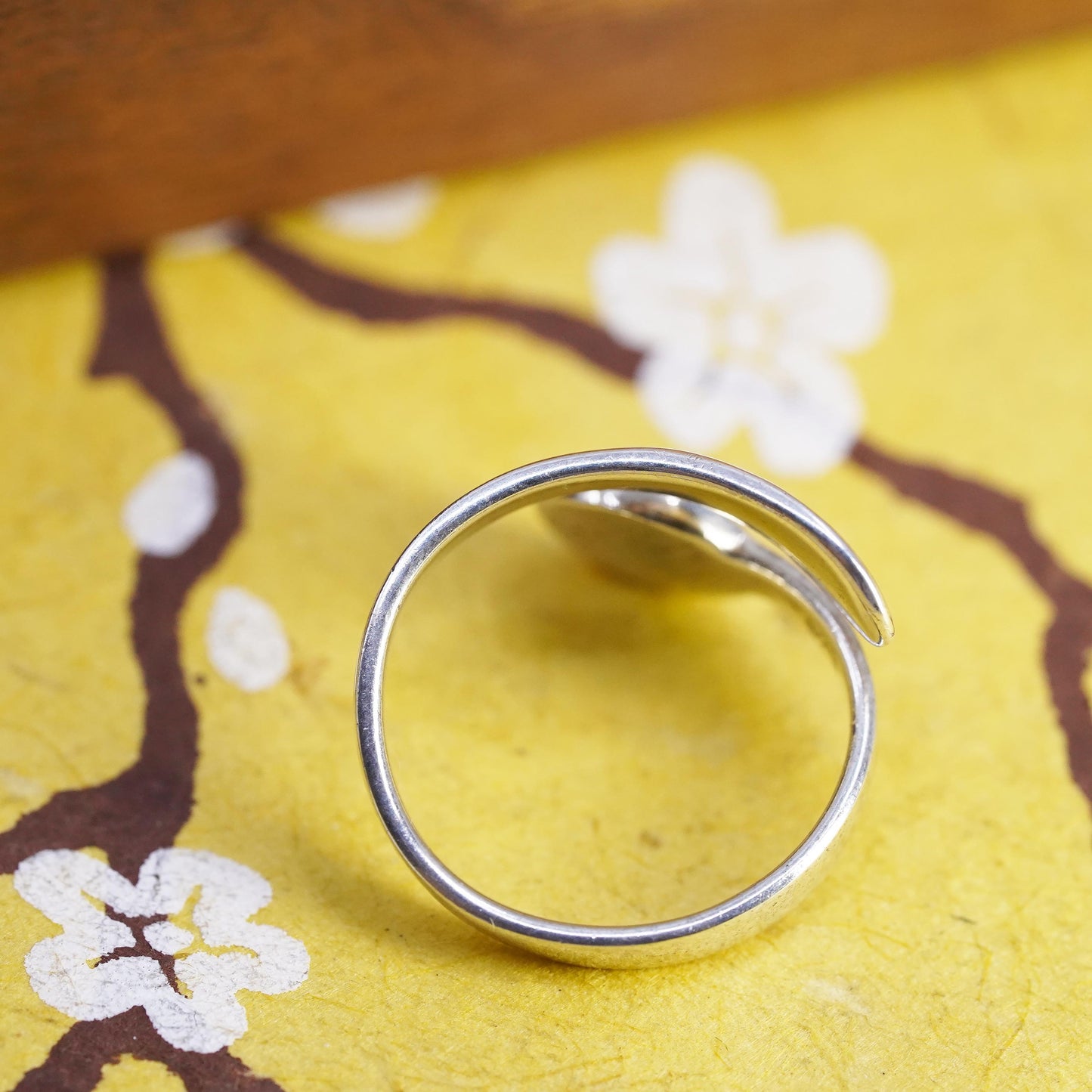 Size adjustable, vintage Sterling silver ring, 925 blank wrap band