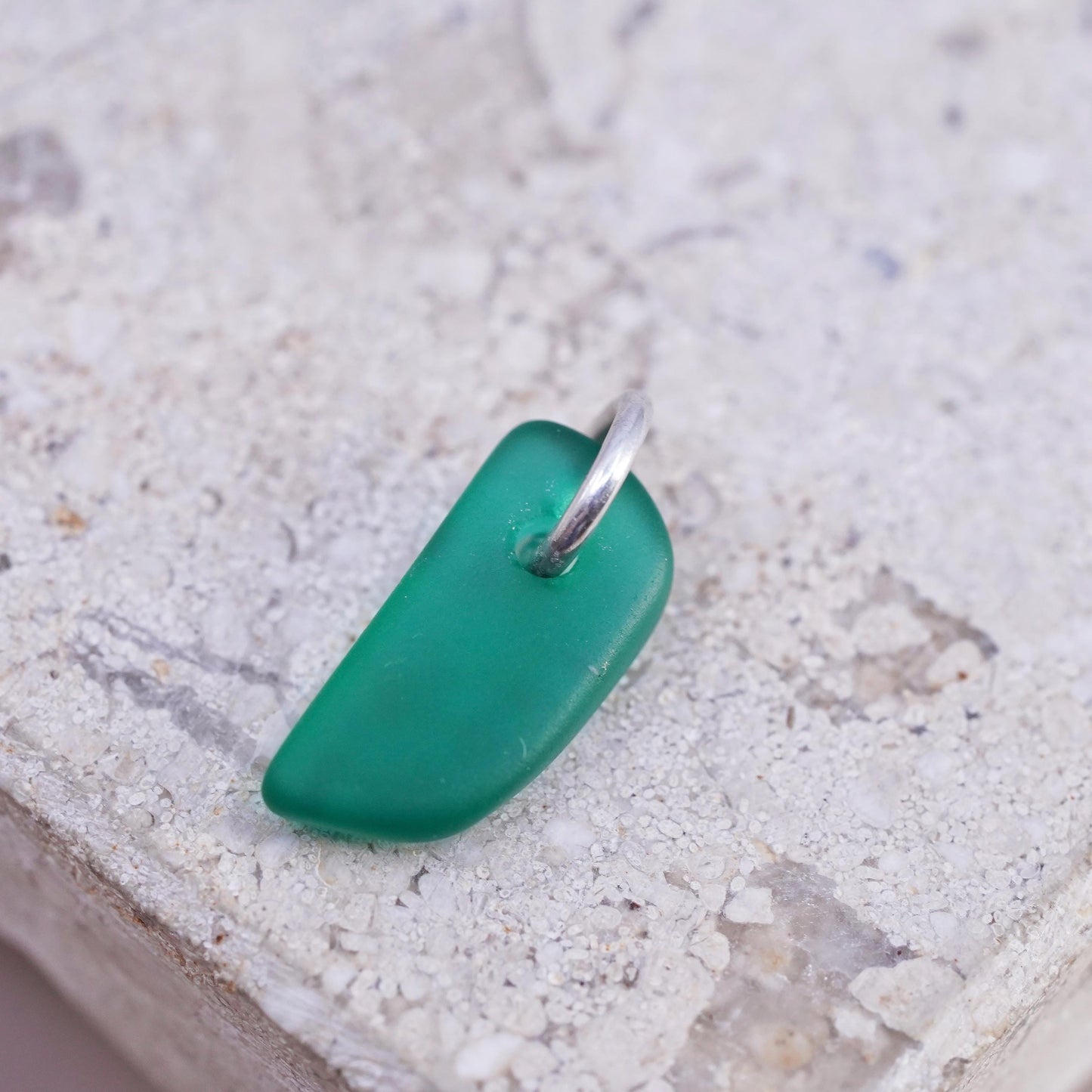 Vintage Sterling silver handmade pedant 925 charm with sea washed glass
