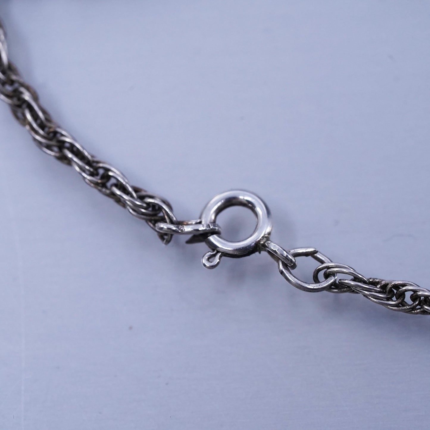 18” 3mm, vintage Italian Sterling 925 silver Singapore rope chain necklace